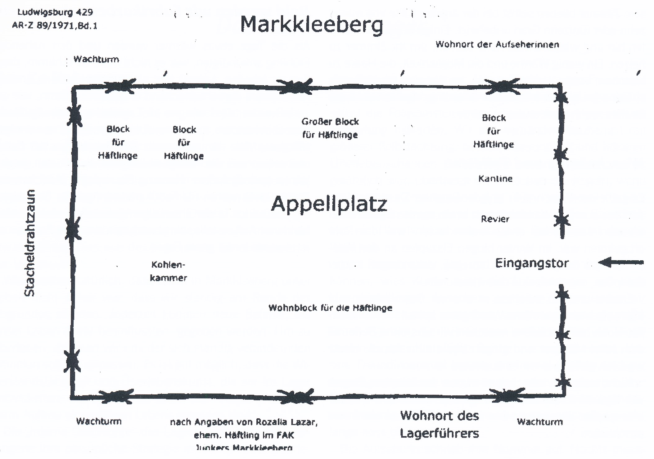 <a id='anker13' href='/quellenverzeichnis#aussenlager-des-kz-buchenwald13' target='_new'>Abb. 1: Lagerplan nach Angaben einer <br /> ehemaligen Häftlingsfrau</a>